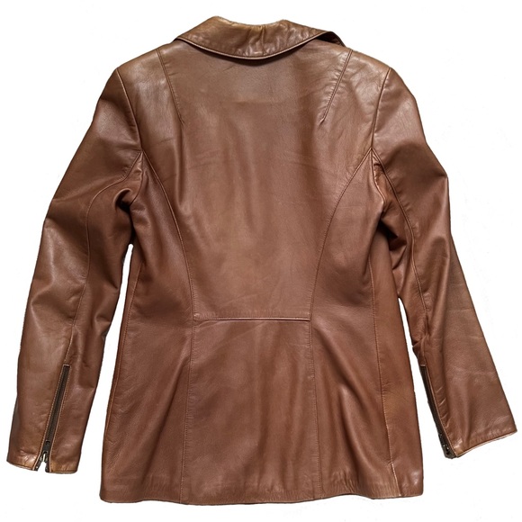 Tan Danier leather blazer. Size XS - Picture 2 of 5